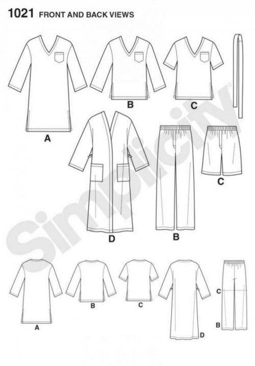 Simplicity Sewing Pattern 1021, Robes, Trousers, Pyjamas, Shorts, Tops for Men, XS - XL - Easy