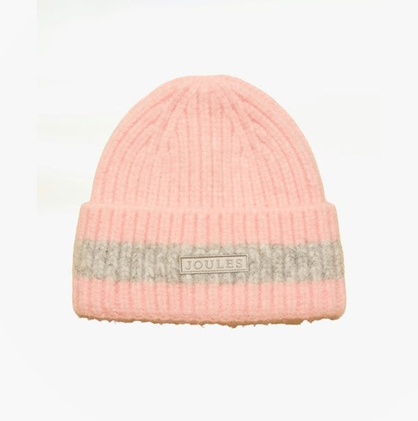 Joules POPLEY STRIPE Womens Beanie Pink/Grey