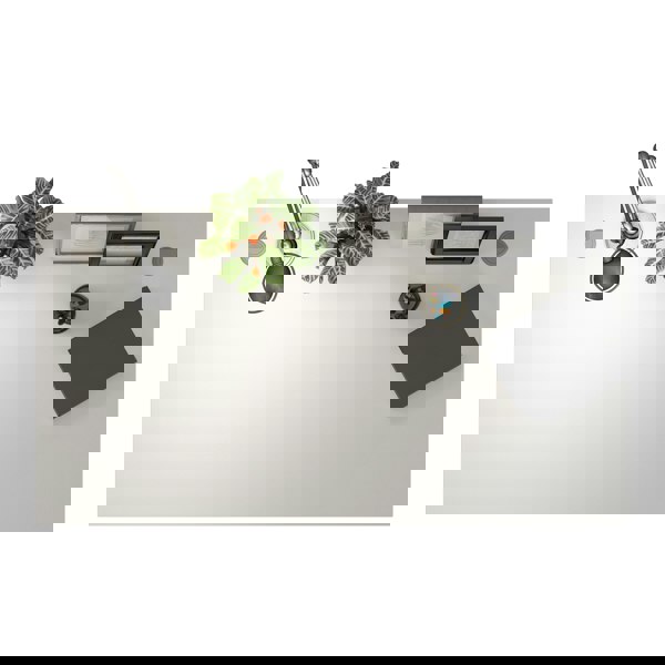 Furniture To Go Prima Desk 150 cm in White with Height adjustable legs with electric control in Silver grey steel