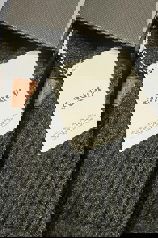 Coach Waffle Beanie Hat, Scarf & Glove Set Charcoal