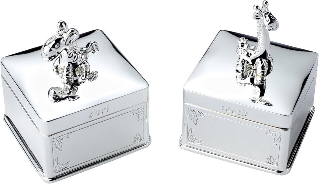 Arthur Price Bambino 'Giraffe' Silver Plated First Curl And First Tooth Trinket Boxes Luxury Children's Gift