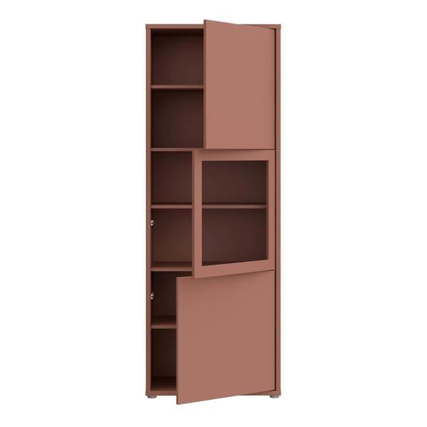 Furniture To Go Alice Springs Narrow Display Cabinet with 3 Push-to-Open Doors in Terracotta