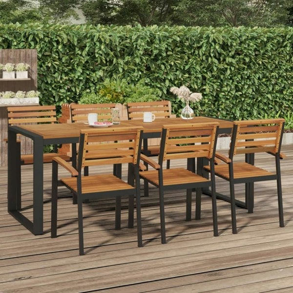 Berkfield Garden Table with U-shaped Legs 200x90x75 cm Solid Wood Acacia