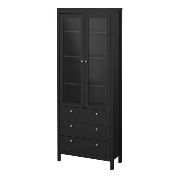 Wyld Haus Gossmere Matt Black China Cabinet 2 Doors 3 Drawers