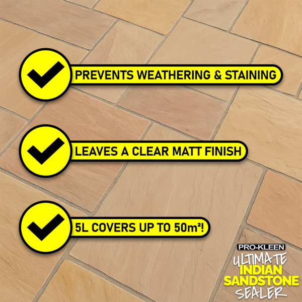 ProKleen Pro-Kleen Ultimate Indian Sandstone Sealer 10L - Protects Against Weathering, Stains, Oil & Grease
