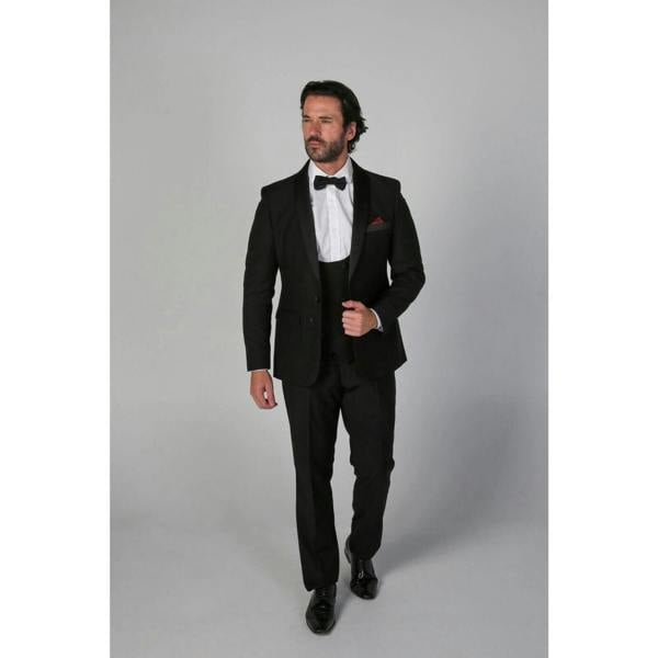 Paul Andrew Men's Black 3 Piece Tuxedo Suit