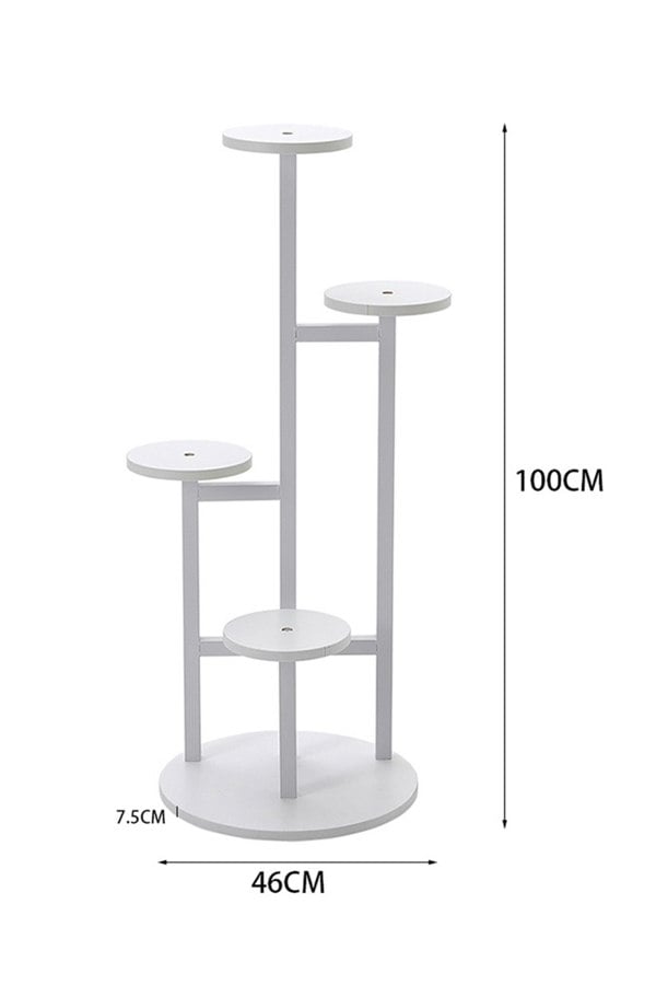 Living and Home 4 Tier White Plant Stand Indoor Tall Corner Round Flower Pot Stands