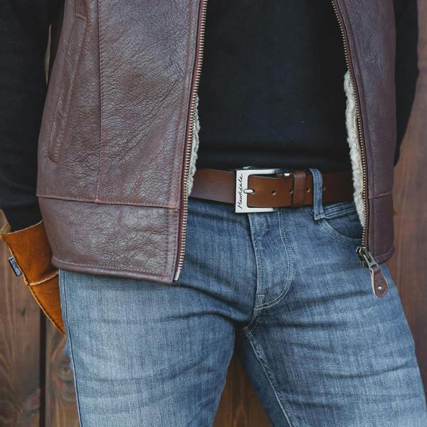 Hawkdale UK Made Mens Leather Belt 1.5" Wide