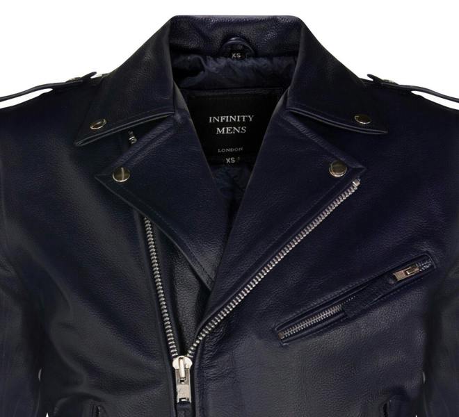Infinity Leather Mens Cow-Hide Black Brando Jacket -Venice