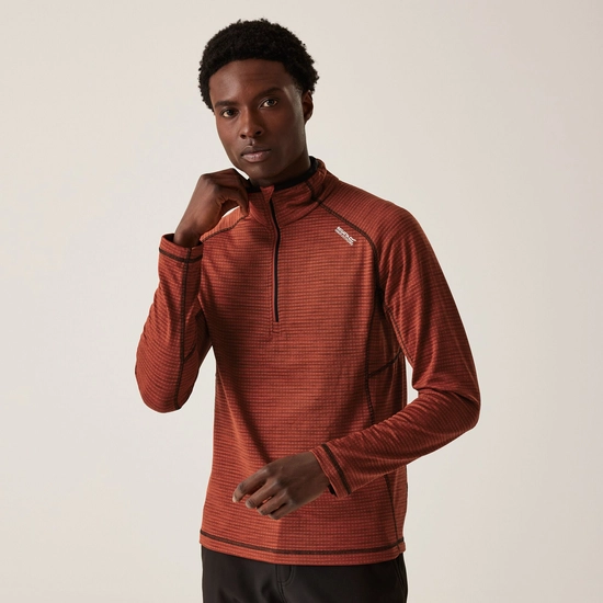 Regatta Mens Yonder II Half Zip Fleece Top - Red Ochre