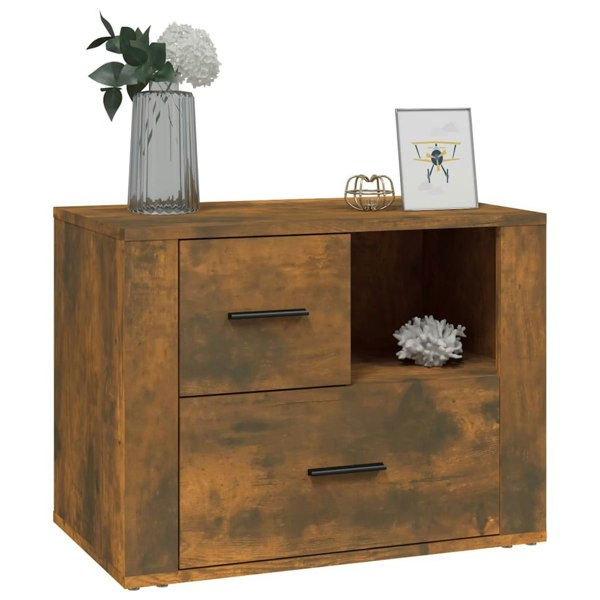 Berkfield Bedside Cabinet Smoked Oak 60x36x45 cm Engineered Wood