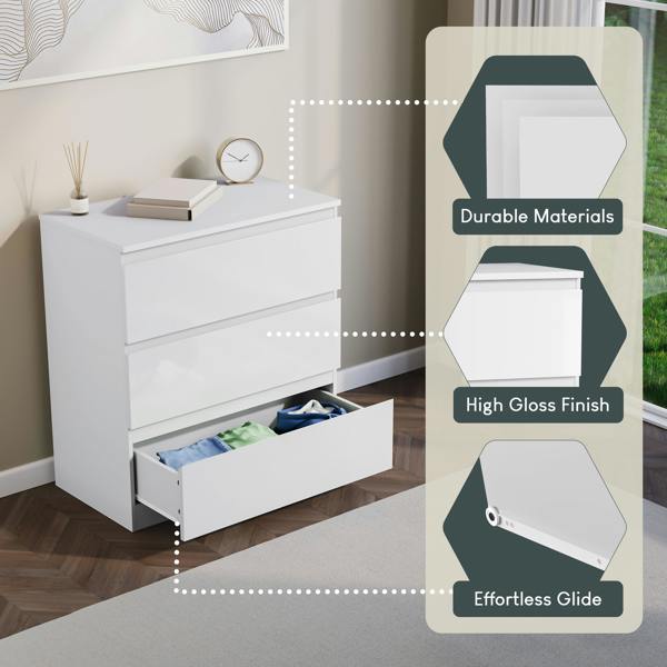 Vida Designs Glinton 3 Drawer Chest, Black