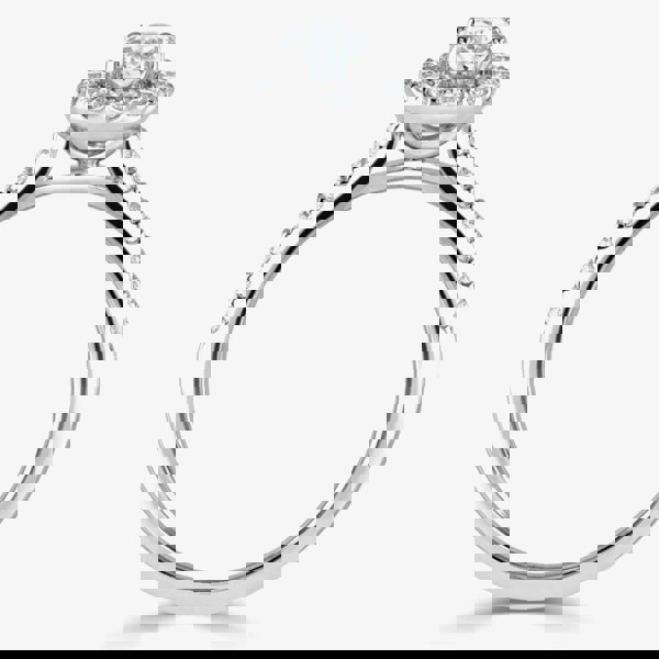 1888 Collection Platinum Oval Cut 0.70ct Diamond Halo Cluster Ring RC2028