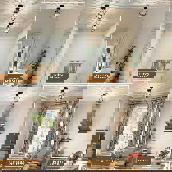 Emitto Crystal Ceiling Light Semi Flush Mount Chandelier Modern Hallway Black