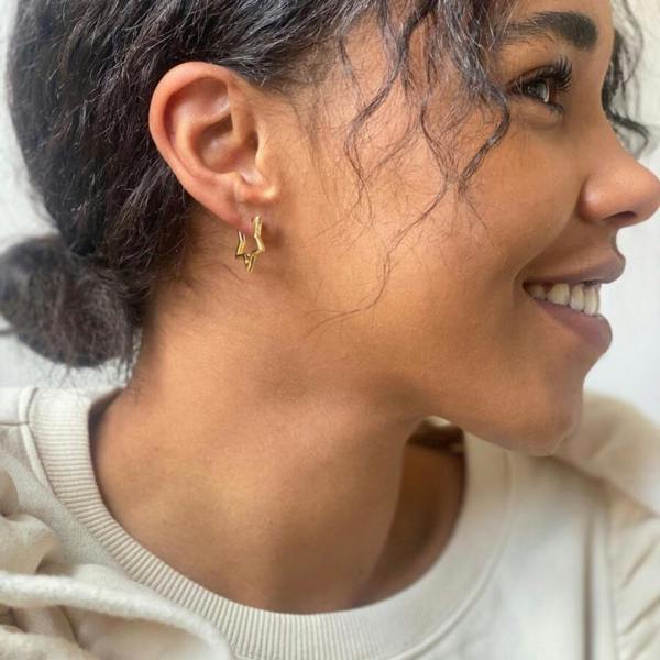 Gold Star Hoop Earrings - alternative angle