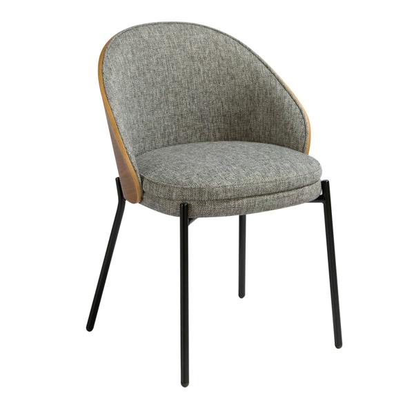Angel Cerdá Grey Fabric and Walnut Chair 4115