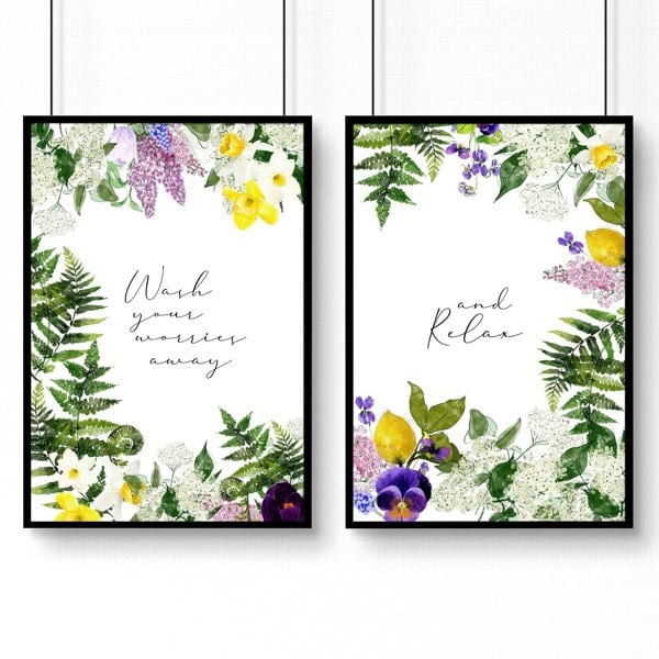 Framed bathroom prints | set of 2 wall art prints