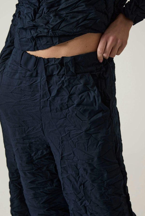 James Lakeland Crinkled Navy Trousers