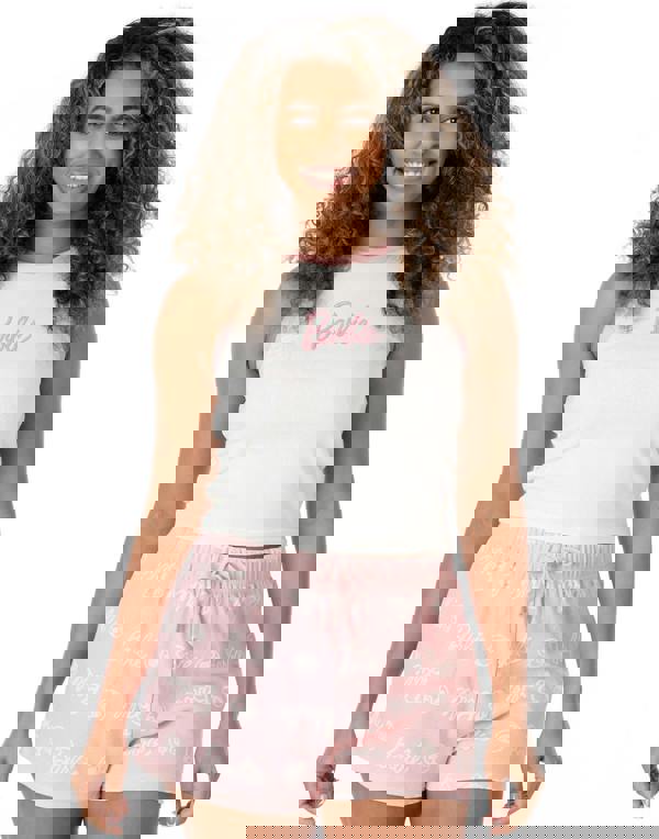 Barbie Womens Pink Vest and Shorts Pyjama Set