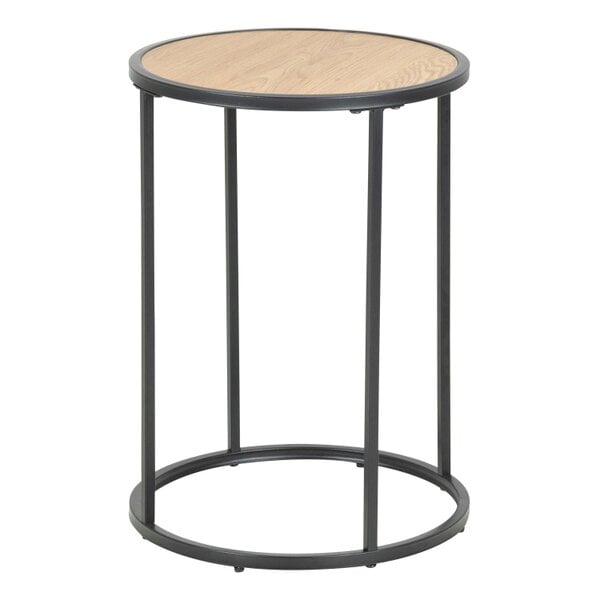 Wyld Haus El Paso Black Metal and Wild Oak Veneer Small Round Side Table