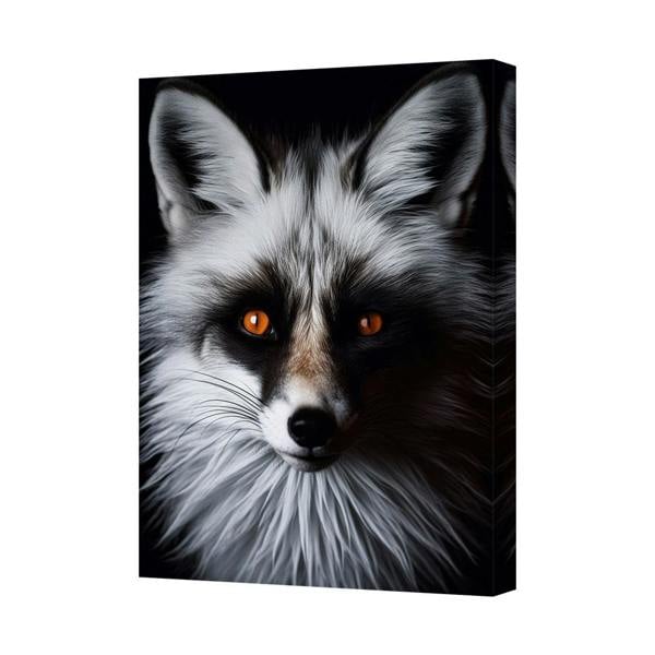 Benjamin Tate Design Fox Portrait Canvas Wall Art Print Orange Eyes Black Background