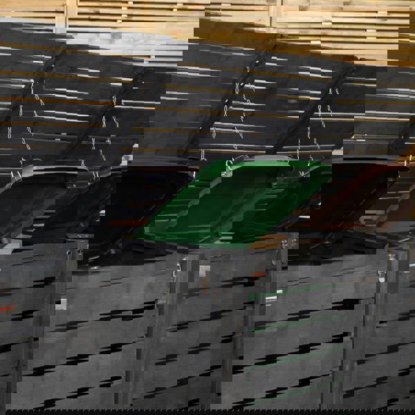 Samuel Alexander 2.15m x 1.16m Outdoor Wooden Garden Triple Wheelie Bin Store Storage for 3 Bins in Dark Grey