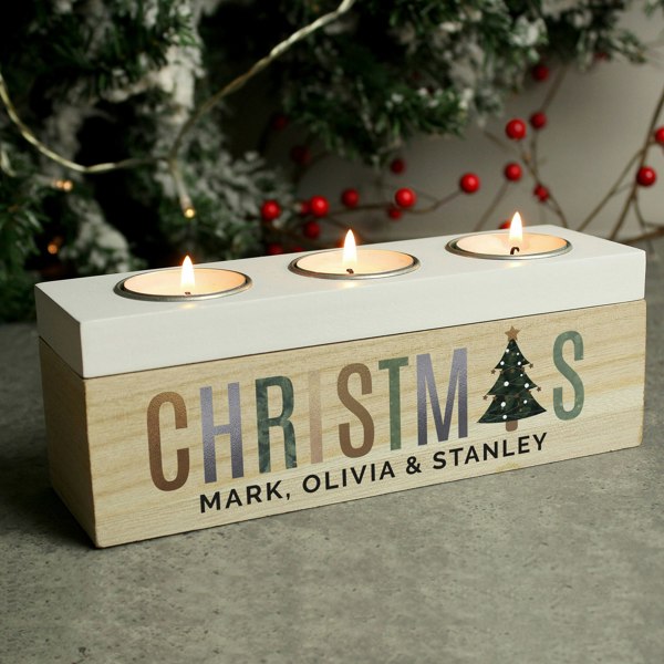 Personalised Memento Company Personalised Christmas Tree Triple Tea Light Box