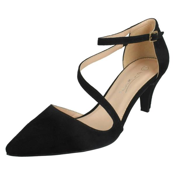 Anne Michelle Ladies Anne Michelle Mid Heel Strap Court Shoes F9960
