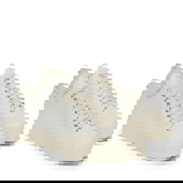 Superga Unisex Adult 2432 Works Cotton Canvas Low Cut Trainers - White/Off White - 