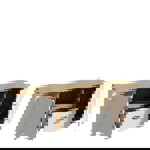 Furniture To Go Bohol 2 Door 1 Drawer TV Unit in White/Riviera Oak