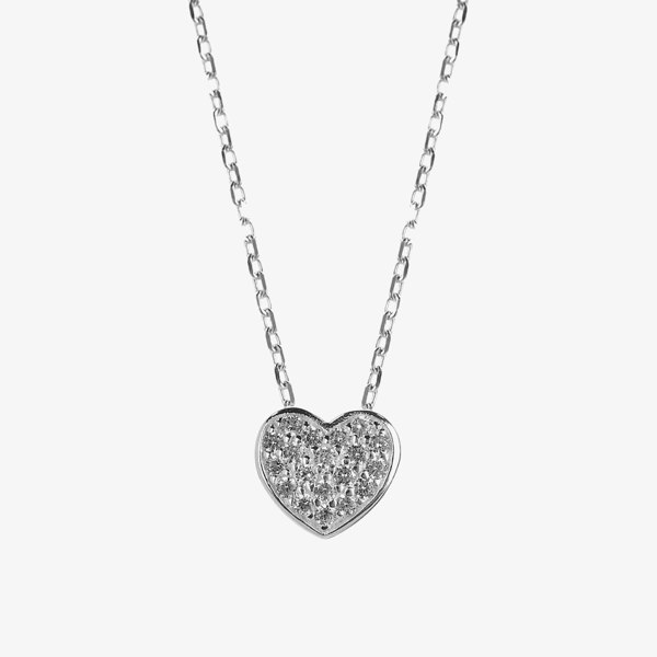 T. H. Baker Silver Cubic Zirconia Heart Pendant N3232C