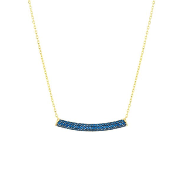 Spero London Sterling Silver Concave Bar Necklace - Blue