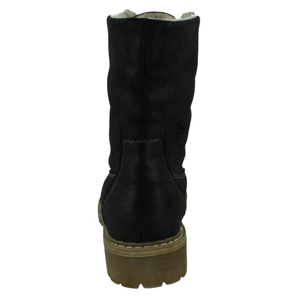 Spot On Ladies Spot On Mid Heel Lace Up Fleece Lined Calf Boots F51217