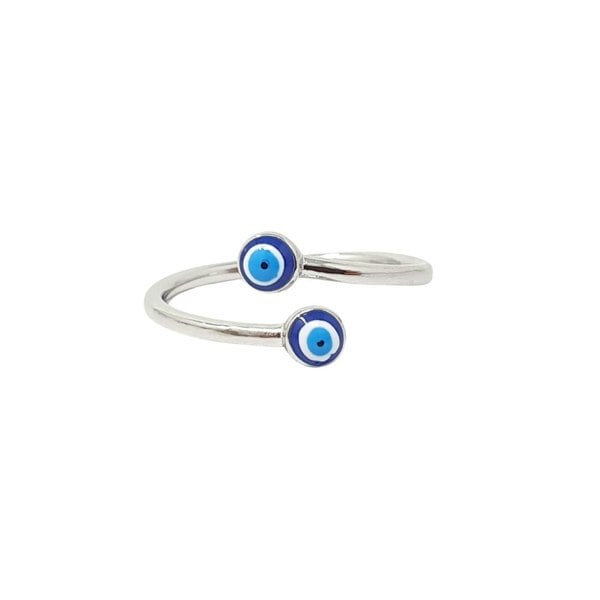 Turkish Blue Evil Eye Sterling Silver Stacking Ring