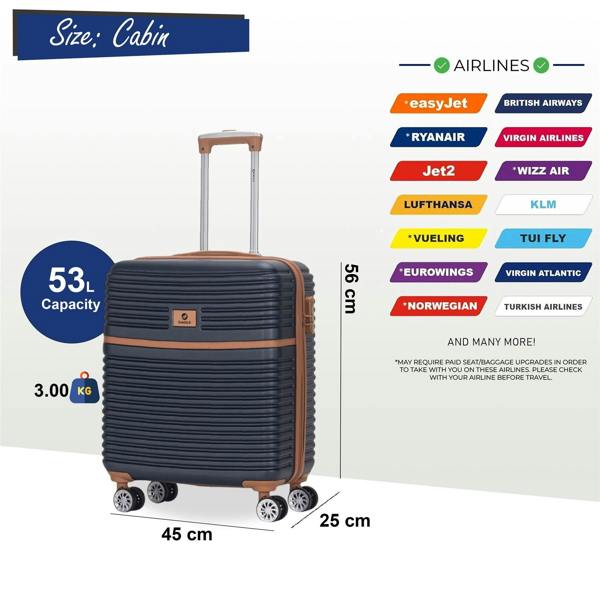 Eagle Luggage Strong ABS Hardshell Cabin Suitcase 56 x 45 x 25 cm Luggage Suitable for British Airways