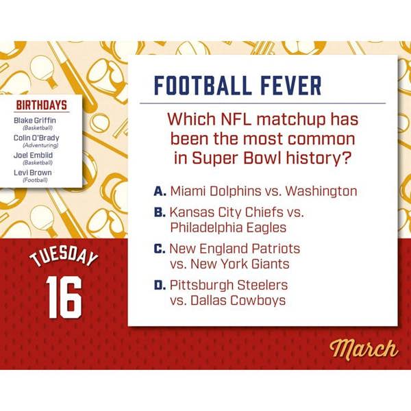 Daily Sports Trivia Desk Calendar 2027, Desk Calendars, Day To View, Sports, Gift