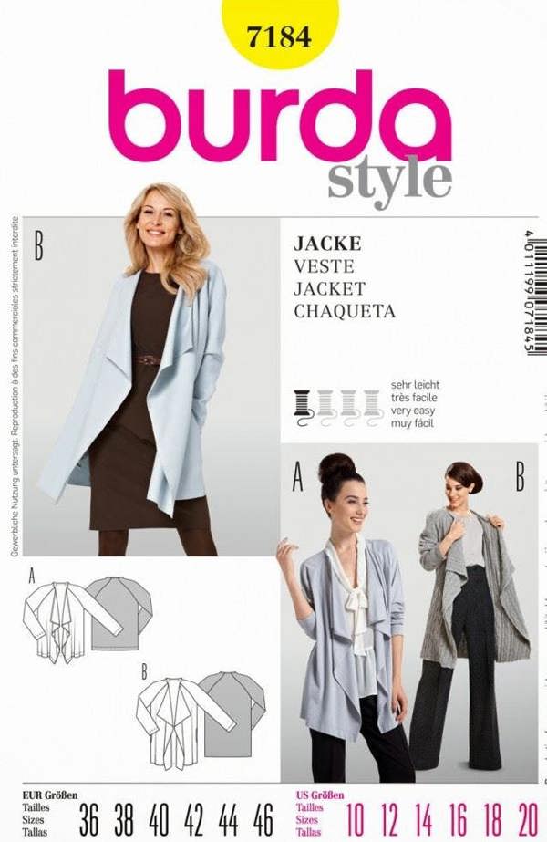 Burda Sewing Pattern 7184 Jackets For Women, Sizes: 10-20 - Easy