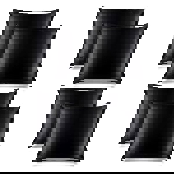 Four drowsysleepco Black Jade Silk Pillowcases are arranged in two rows on a white background. Each smooth, shiny case features a small corner logo and is designed for hair protection and to enhance your skincare routine.