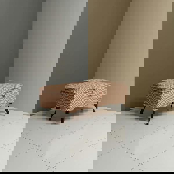 Kingham Herringbone Fabric Terracotta ottoman storing blankets and cushions