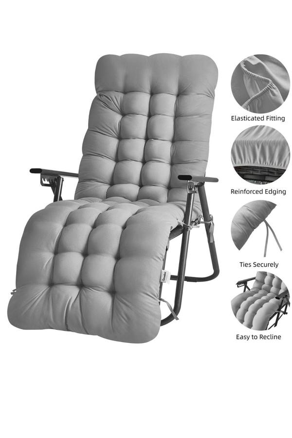 Groundlevel Extra Thick Soft Fill Full Length Chair Cushions - Silver