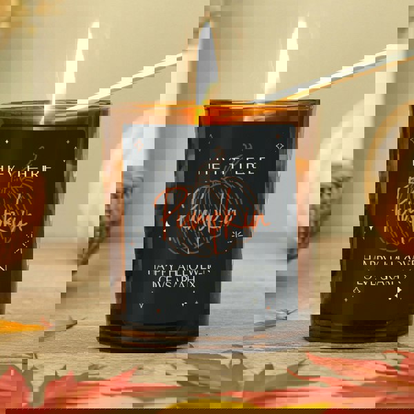 Personalised Memento Company Personalised Pumpkin Amber Glass Candle