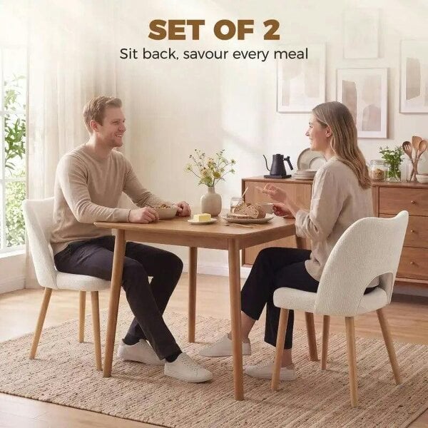 Bobobiy Dining Chairs Set Upholstered Kitchen Chenille Tool Free Assembly Rubberwood Legs, Beige