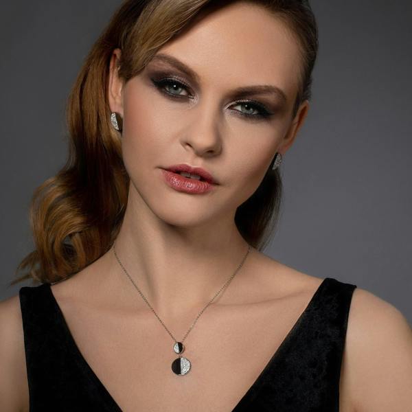 Disc Stud Earrings with Swarovski Crystals - namana.london