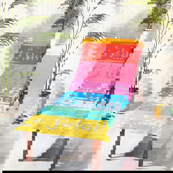 Catherine Lansfield Block Stripe Cotton Beach Sun Lounger Towel Bright