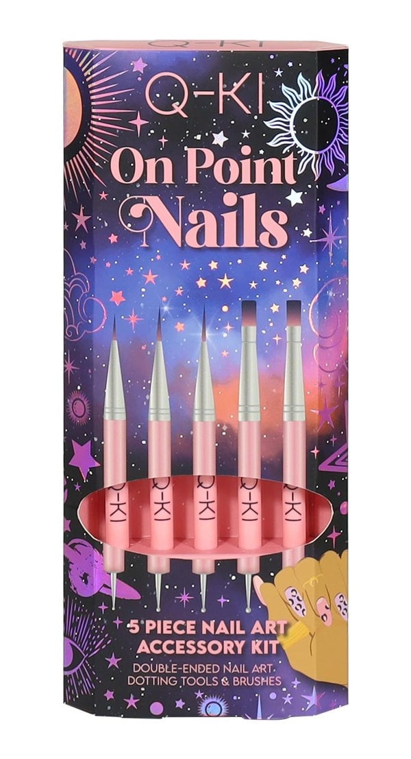Q-Ki On Point Nails  Brush Set - 5 x Duo Ended Nail Art Brushes