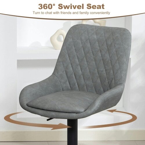 Wyld Haus Taraneno Set Of 2 Light Grey Faux Leather Retro Bar Chairs