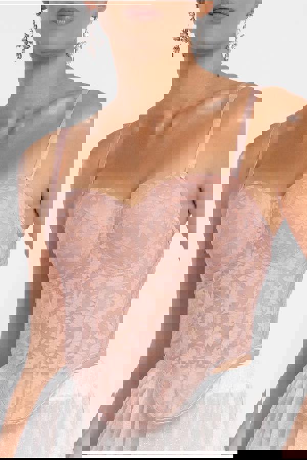 Textured Floral Mesh Corset T254