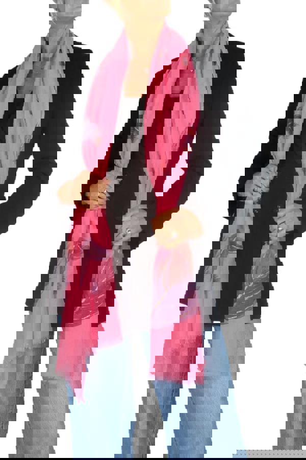 Paulo Due Feather Print Lightweight Scarf with Gold Lurex Detail