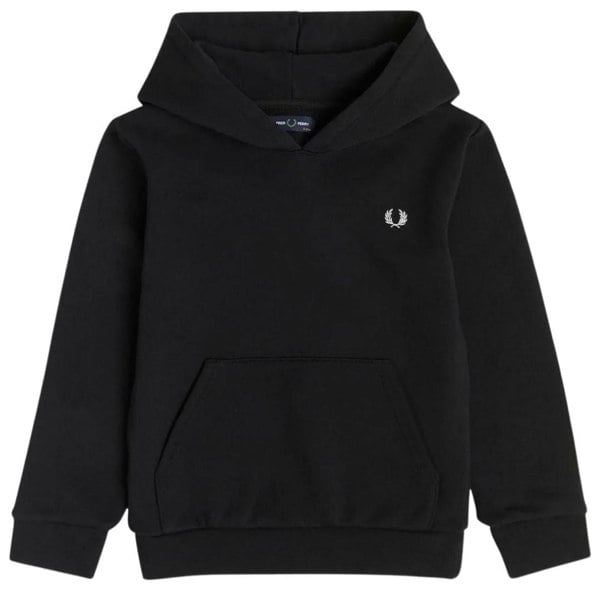 Fred Perry Laurel Back Kids Hooded Sweatshirt Hoodie - Black