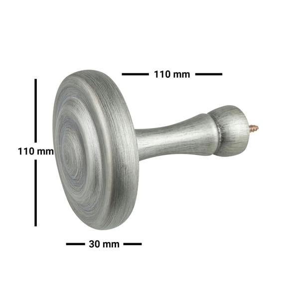 A.Unique Home Ribbed Wooden Curtain Pole with Rings and Fittings, In a Variety of Colours and Sizes (35mm) (Holdbacks, Antique Silver)